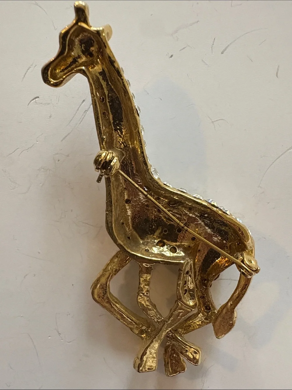 Gold and Black Giraffe Crystal Brooch